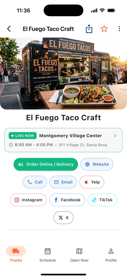 Vendor Menu & Specials Screen